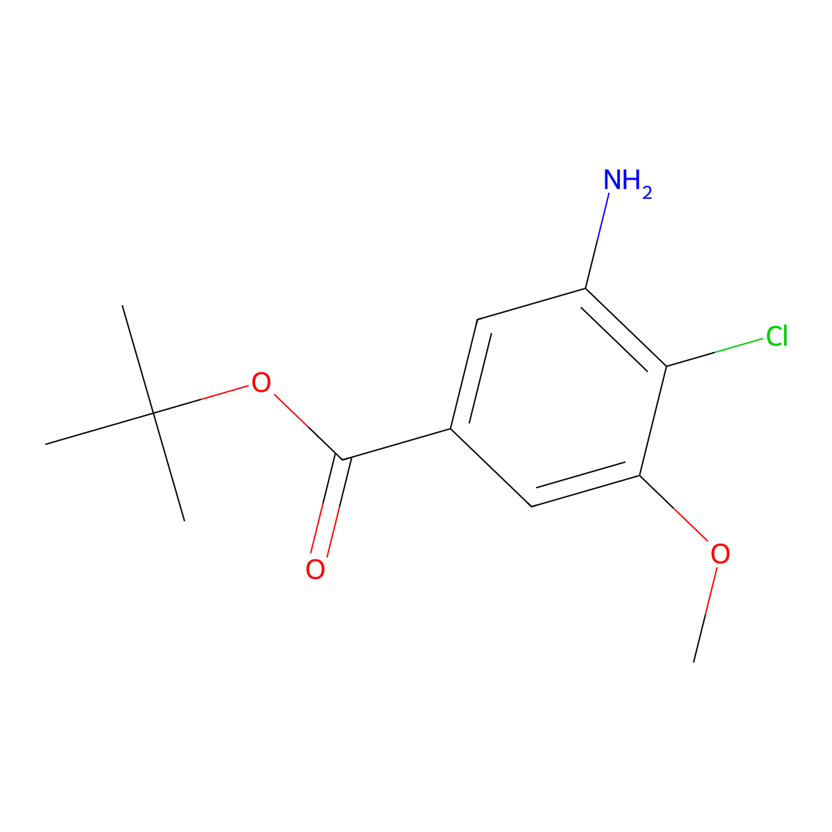 Tert-butyl 3-amino-4-chloro-5-methoxybenzoate molecular structure, CAS 2248334-78-1