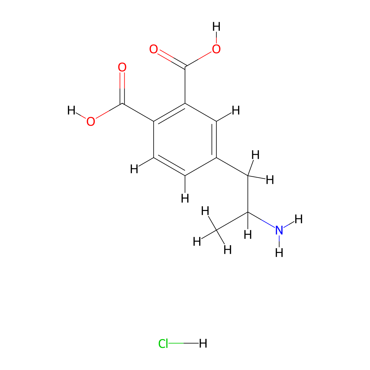 4-(2-Aminopropyl)benzene-1,2-dicarboxylic acid hydrochloride molecular structure, CAS 2248335-09-1