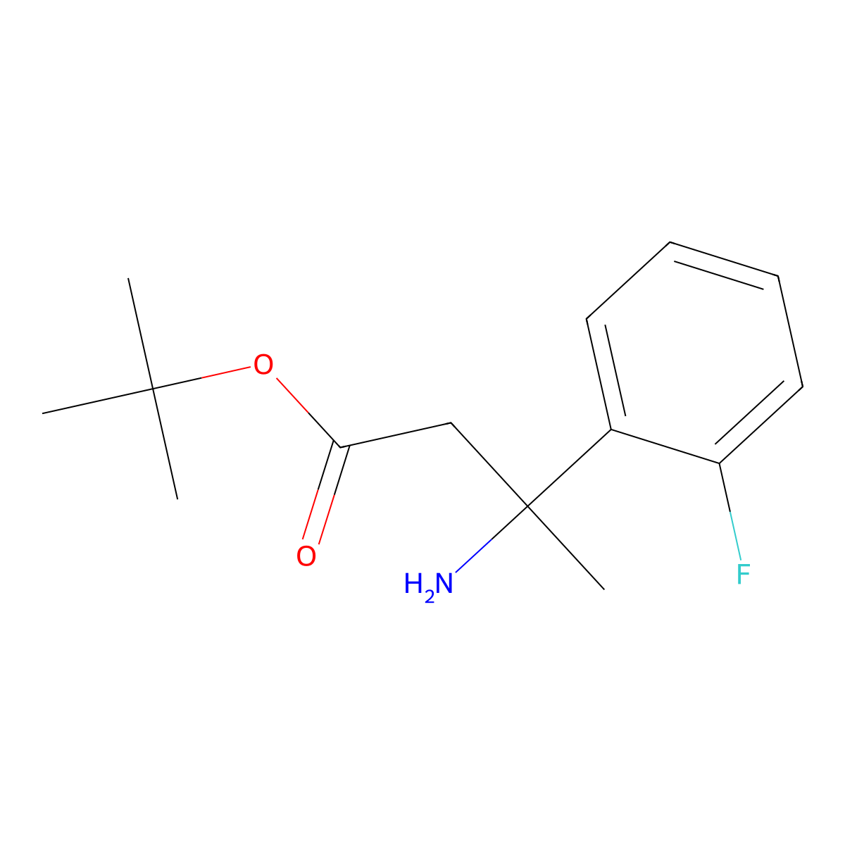 Tert-butyl 3-amino-3-(2-fluorophenyl)butanoate molecular structure, CAS 2248335-25-1
