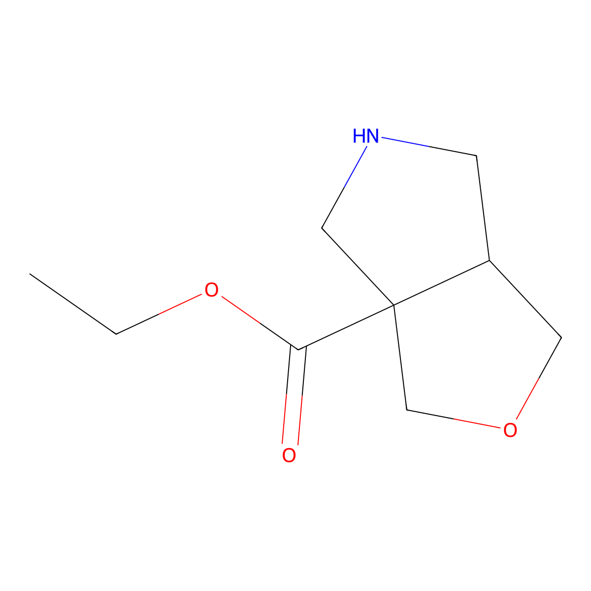 rac-ethyl (3aR,6aR)-hexahydro-1H-furo[3,4-c]pyrrole-3a-carboxylate molecular structure, CAS 2248335-35-3