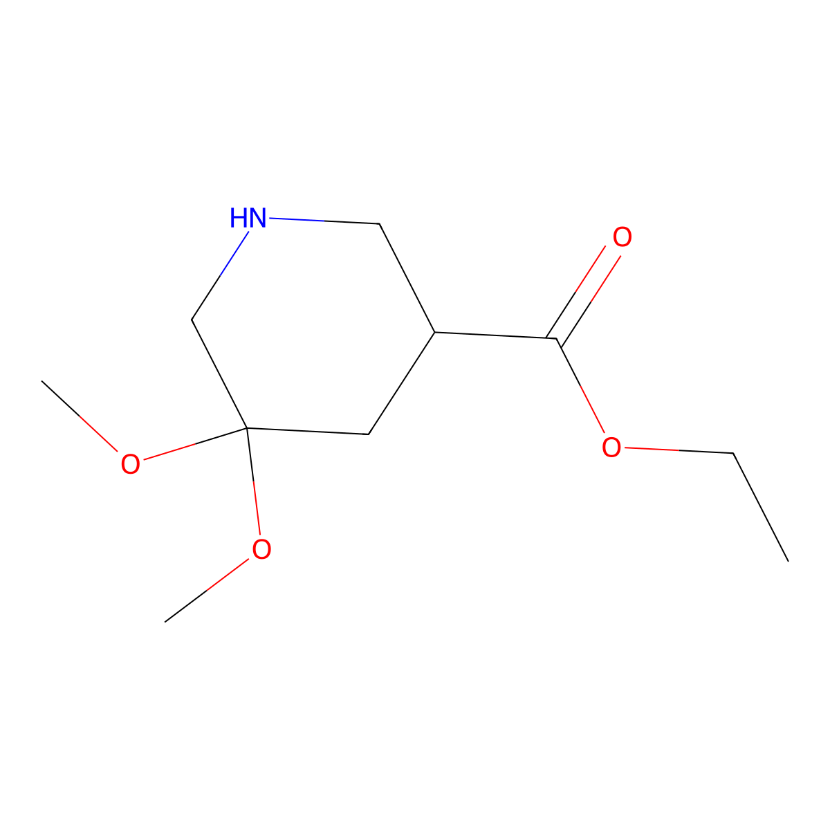 Ethyl 5,5-dimethoxypiperidine-3-carboxylate molecular structure, CAS 2248335-43-3