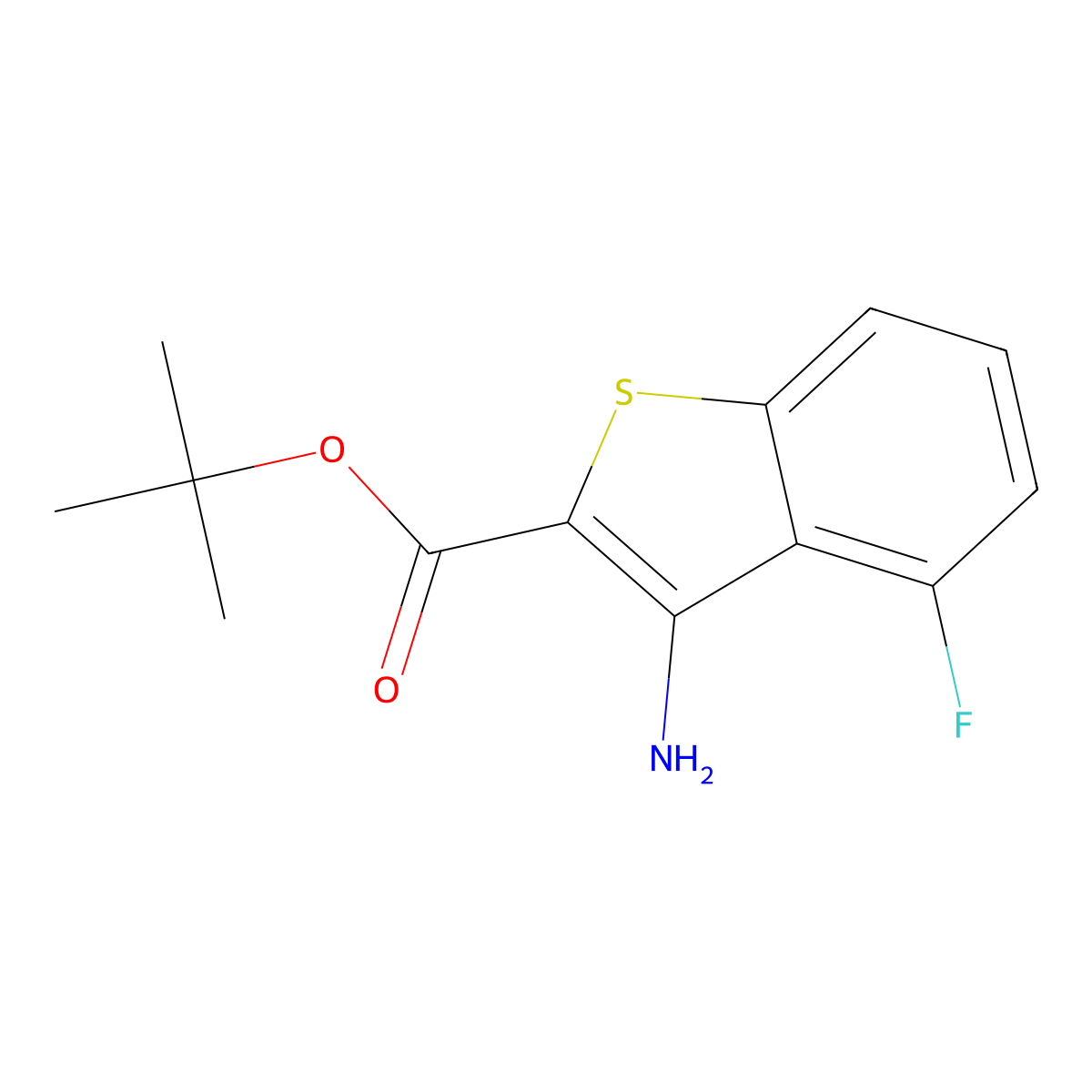 Tert-butyl 3-amino-4-fluoro-1-benzothiophene-2-carboxylate molecular structure, CAS 2248335-45-5