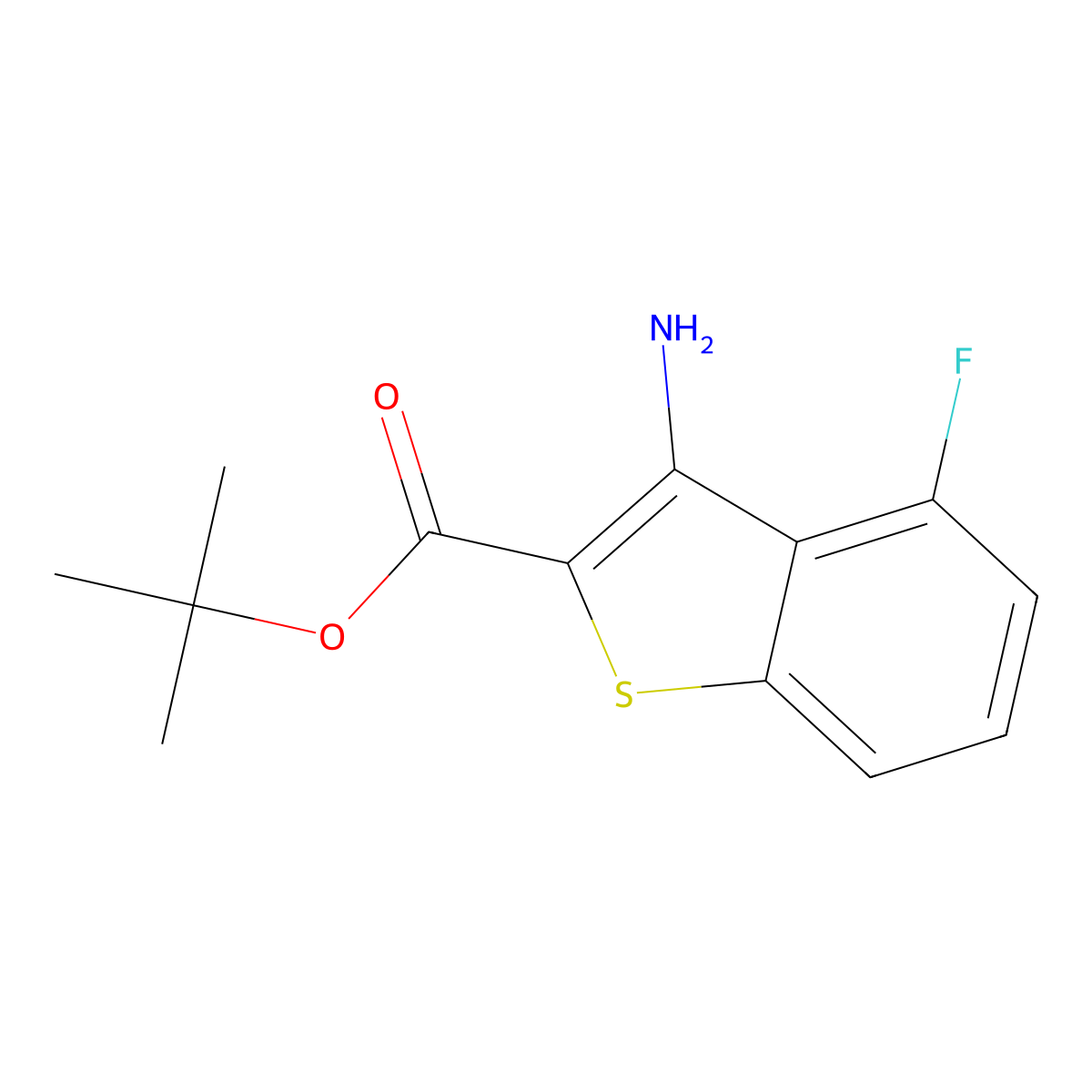 Tert-butyl 3-amino-4-fluoro-1-benzothiophene-2-carboxylate molecular structure, CAS 2248335-45-5