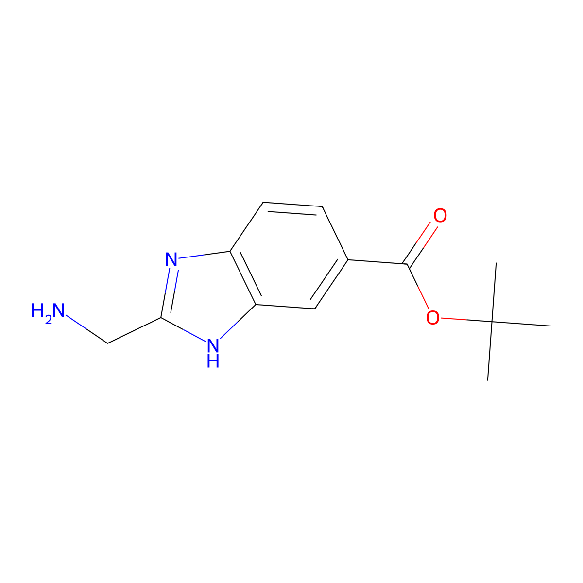 tert-butyl 2-(aminomethyl)-1H-1,3-benzodiazole-5-carboxylate molecular structure, CAS 2248335-54-6