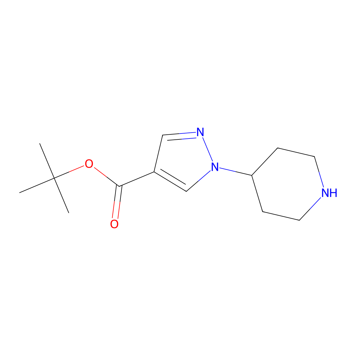 tert-butyl 1-(piperidin-4-yl)-1H-pyrazole-4-carboxylate molecular structure, CAS 2248335-58-0