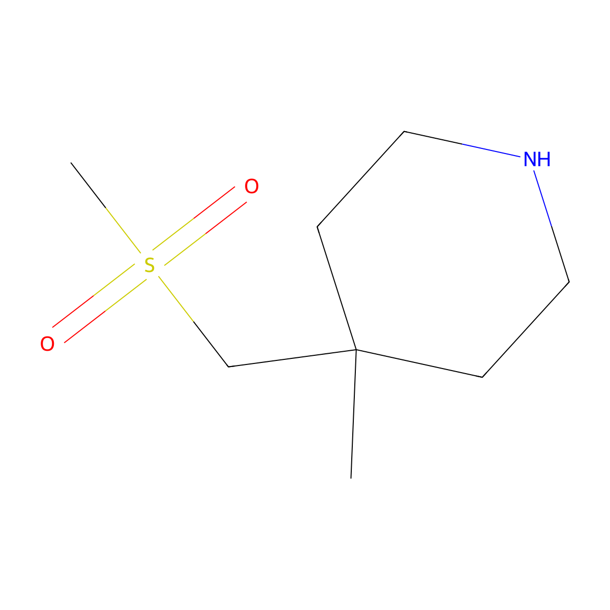 4-(Methanesulfonylmethyl)-4-methylpiperidine molecular structure, CAS 2248336-18-5