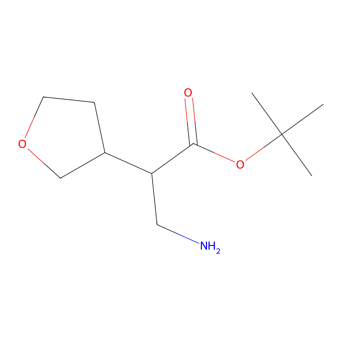 Tert-butyl 3-amino-2-(oxolan-3-yl)propanoate molecular structure, CAS 2248336-37-8
