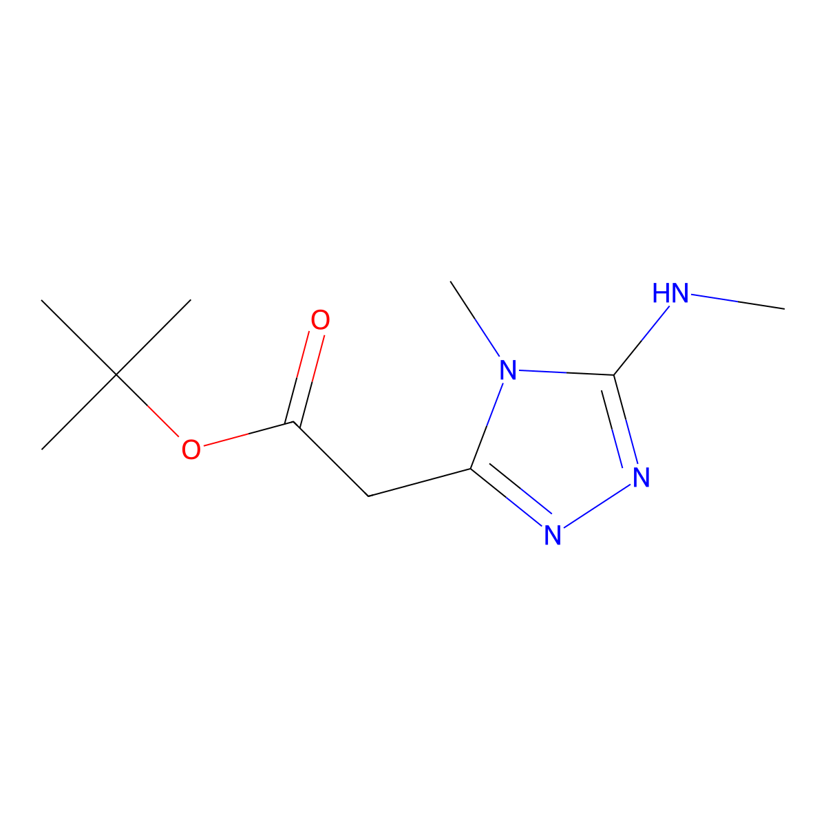 tert-butyl 2-[4-methyl-5-(methylamino)-4H-1,2,4-triazol-3-yl]acetate molecular structure, CAS 2248336-48-1