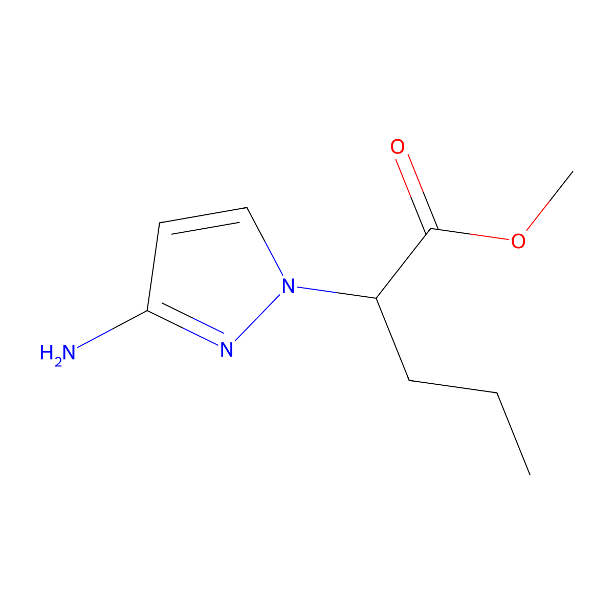 methyl 2-(3-amino-1H-pyrazol-1-yl)pentanoate molecular structure, CAS 2248336-70-9