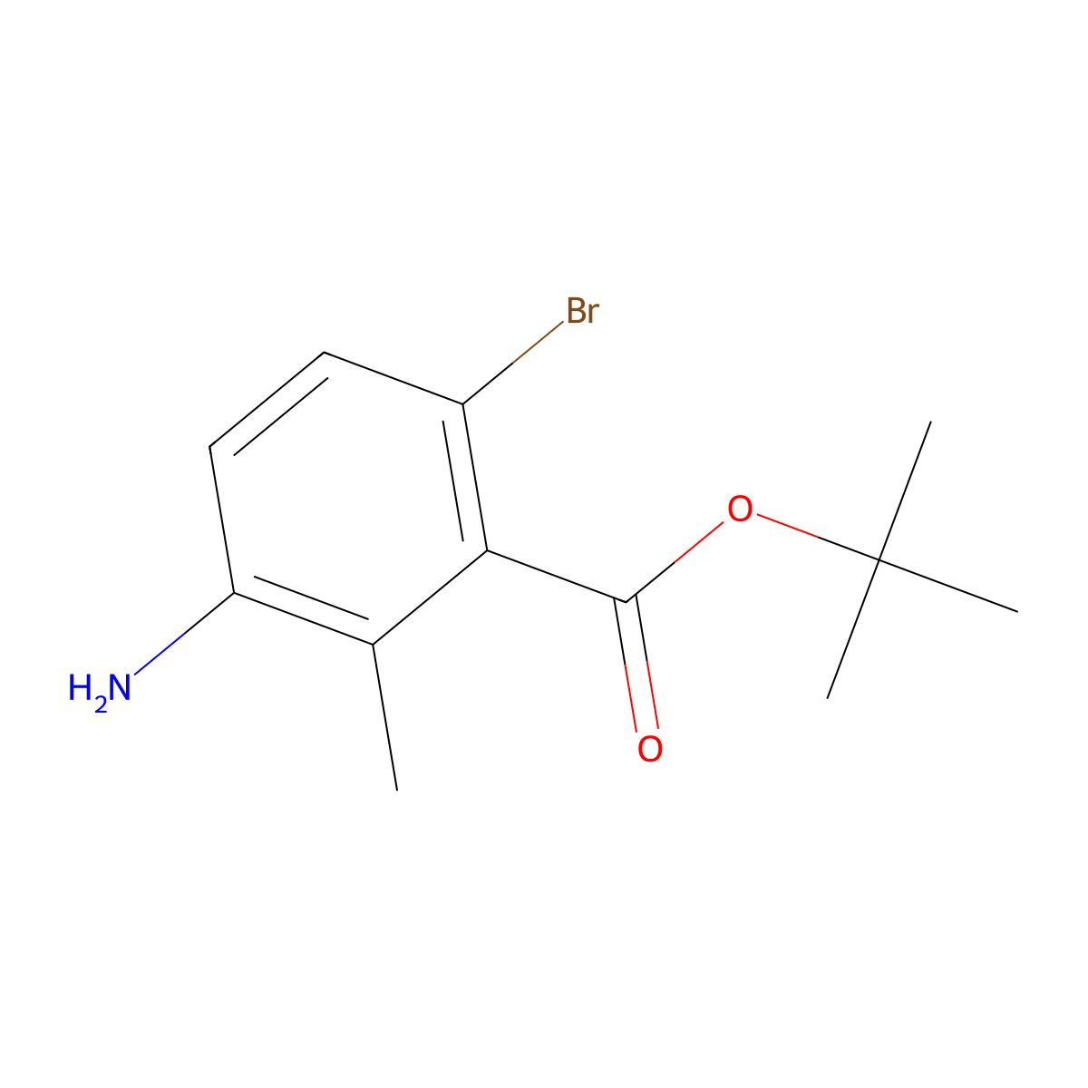 Tert-butyl 3-amino-6-bromo-2-methylbenzoate molecular structure, CAS 2248336-77-6