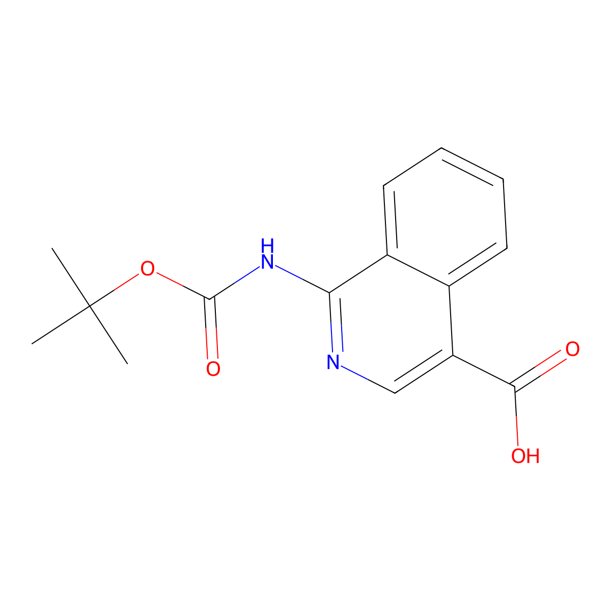 1-{[(Tert-butoxy)carbonyl]amino}isoquinoline-4-carboxylic acid molecular structure, CAS 2248337-67-7