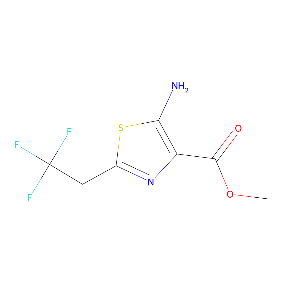 Methyl 5-amino-2-(2,2,2-trifluoroethyl)-1,3-thiazole-4-carboxylate molecular structure, CAS 2248337-73-5