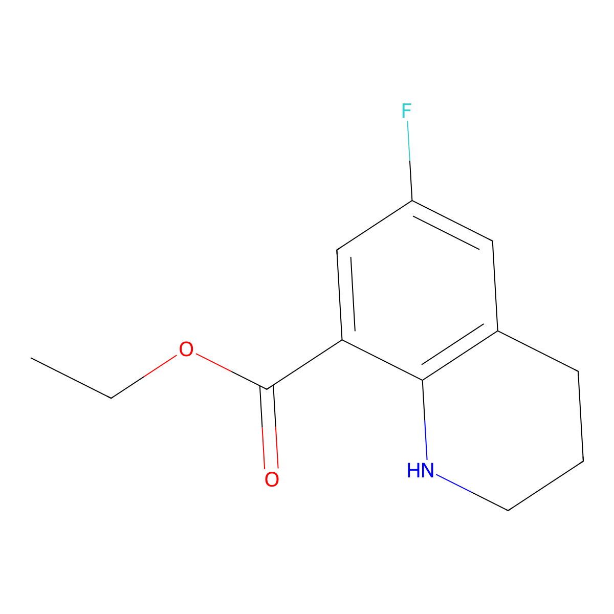Ethyl 6-fluoro-1,2,3,4-tetrahydroquinoline-8-carboxylate molecular structure, CAS 2248338-10-3