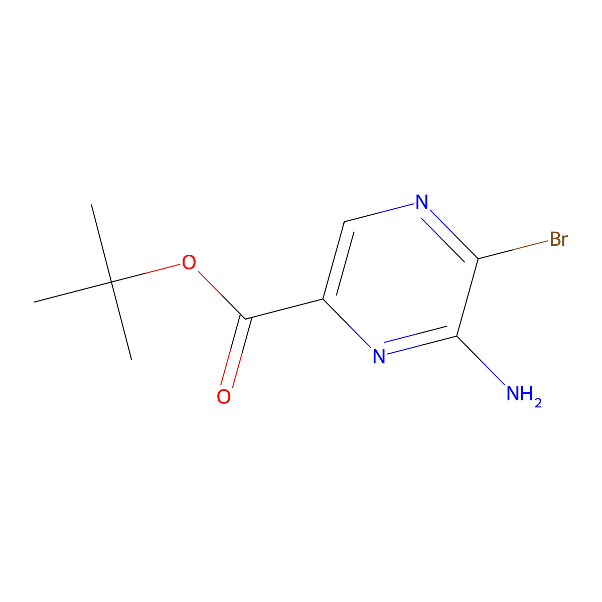 Tert-butyl 6-amino-5-bromopyrazine-2-carboxylate molecular structure, CAS 2248338-61-4