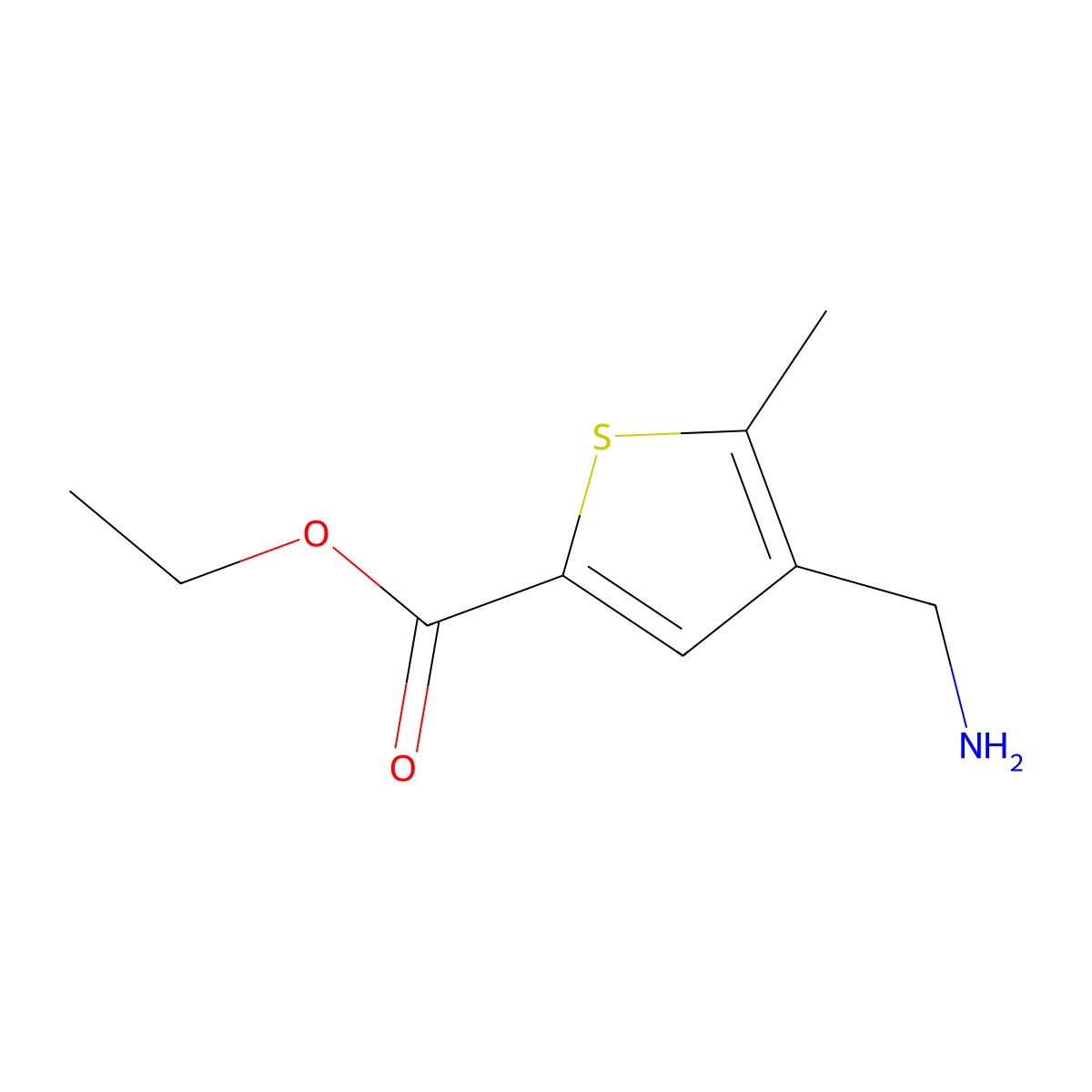 Ethyl 4-(aminomethyl)-5-methylthiophene-2-carboxylate molecular structure, CAS 2248338-84-1