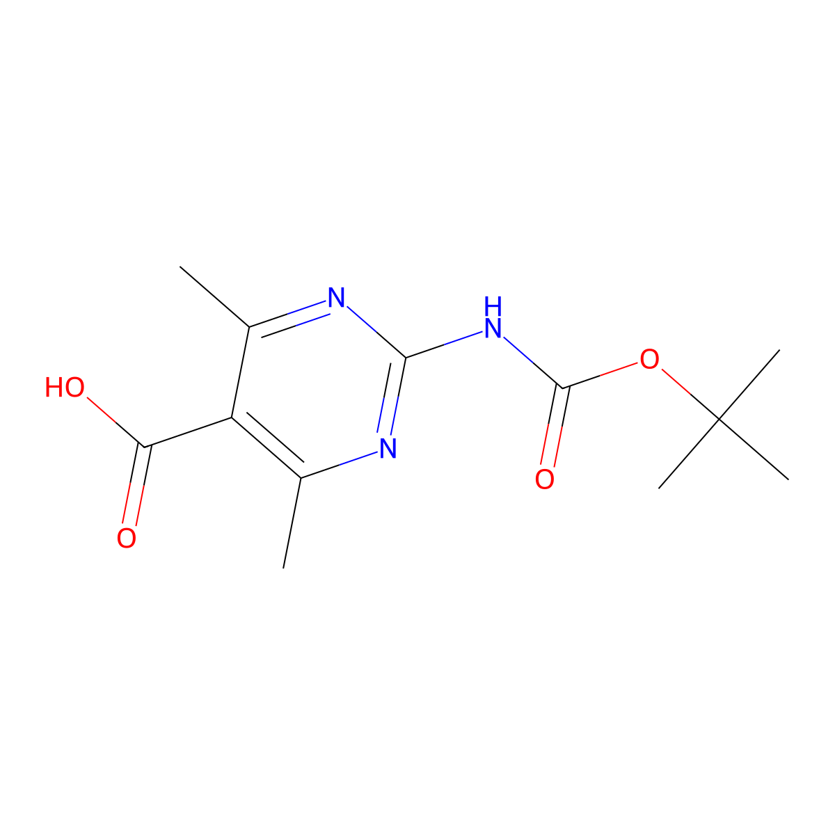 2-{[(Tert-butoxy)carbonyl]amino}-4,6-dimethylpyrimidine-5-carboxylic acid molecular structure, CAS 2248339-23-1