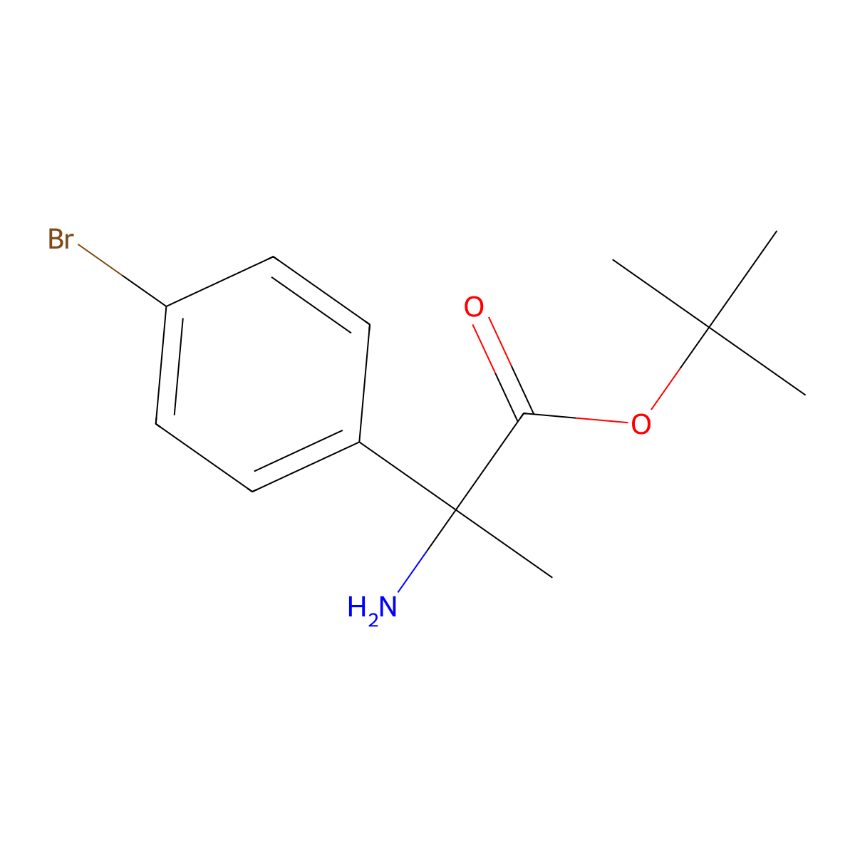 Tert-butyl 2-amino-2-(4-bromophenyl)propanoate molecular structure, CAS 2248340-04-5