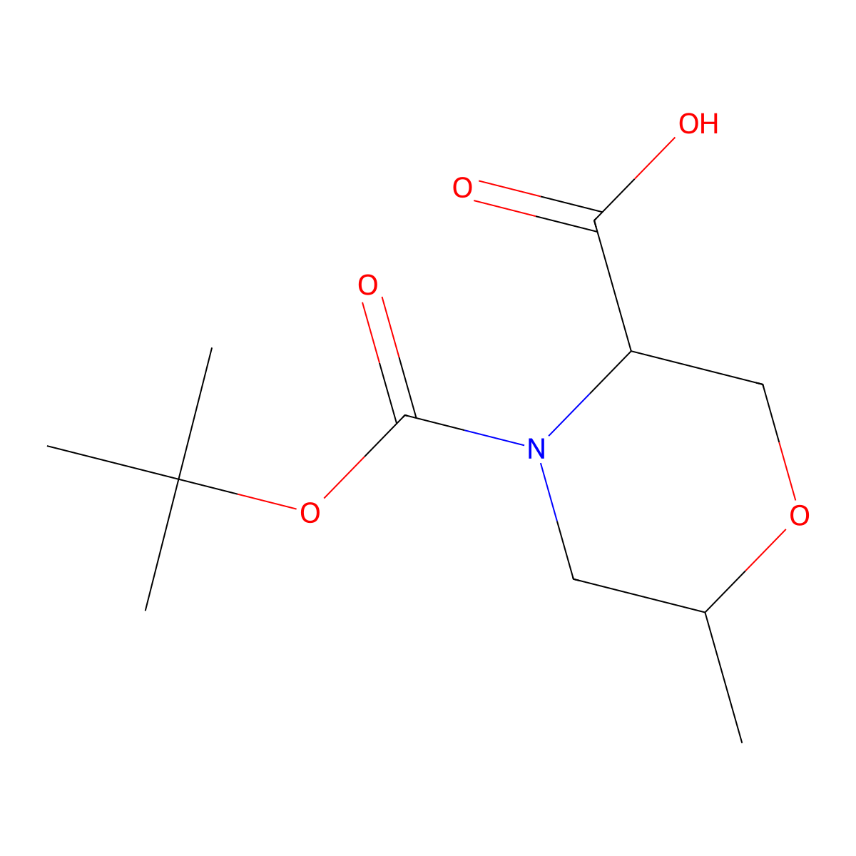 (3R,6R)-4-((tert-butoxy)carbonyl)-6-methylmorpholine-3-carboxylic acid molecular structure, CAS 2248340-25-0
