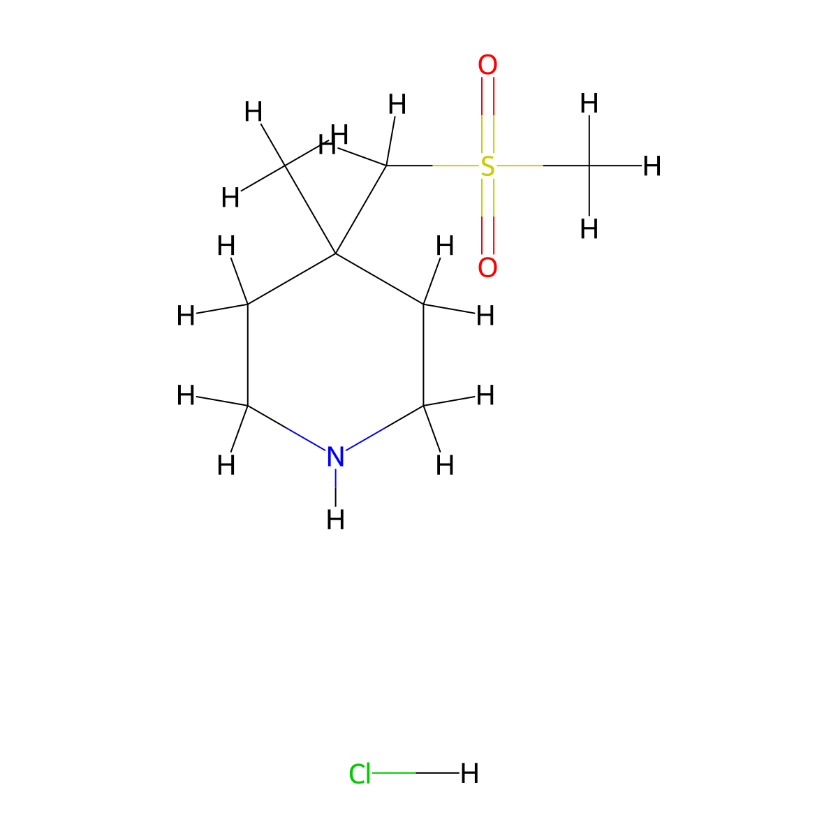 4-(Methanesulfonylmethyl)-4-methylpiperidine hydrochloride molecular structure, CAS 2248341-86-6