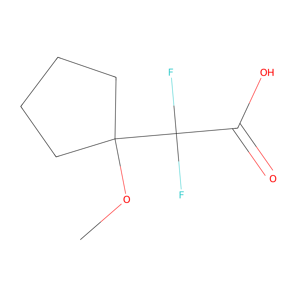 2,2-Difluoro-2-(1-methoxycyclopentyl)acetic acid molecular structure, CAS 2248342-35-8