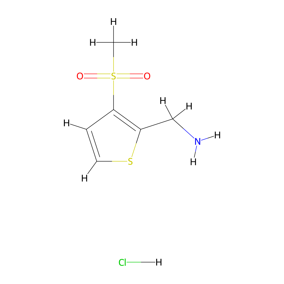 (3-Methanesulfonylthiophen-2-yl)methanamine hydrochloride molecular structure, CAS 2248342-45-0