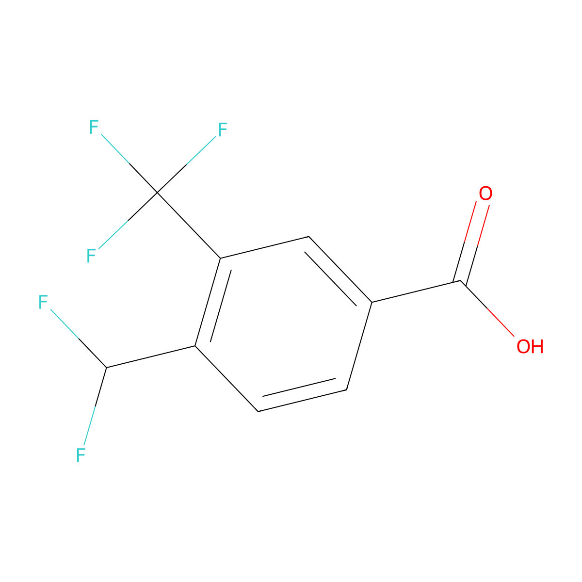 4-(Difluoromethyl)-3-(trifluoromethyl)benzoic acid molecular structure, CAS 2248342-53-0