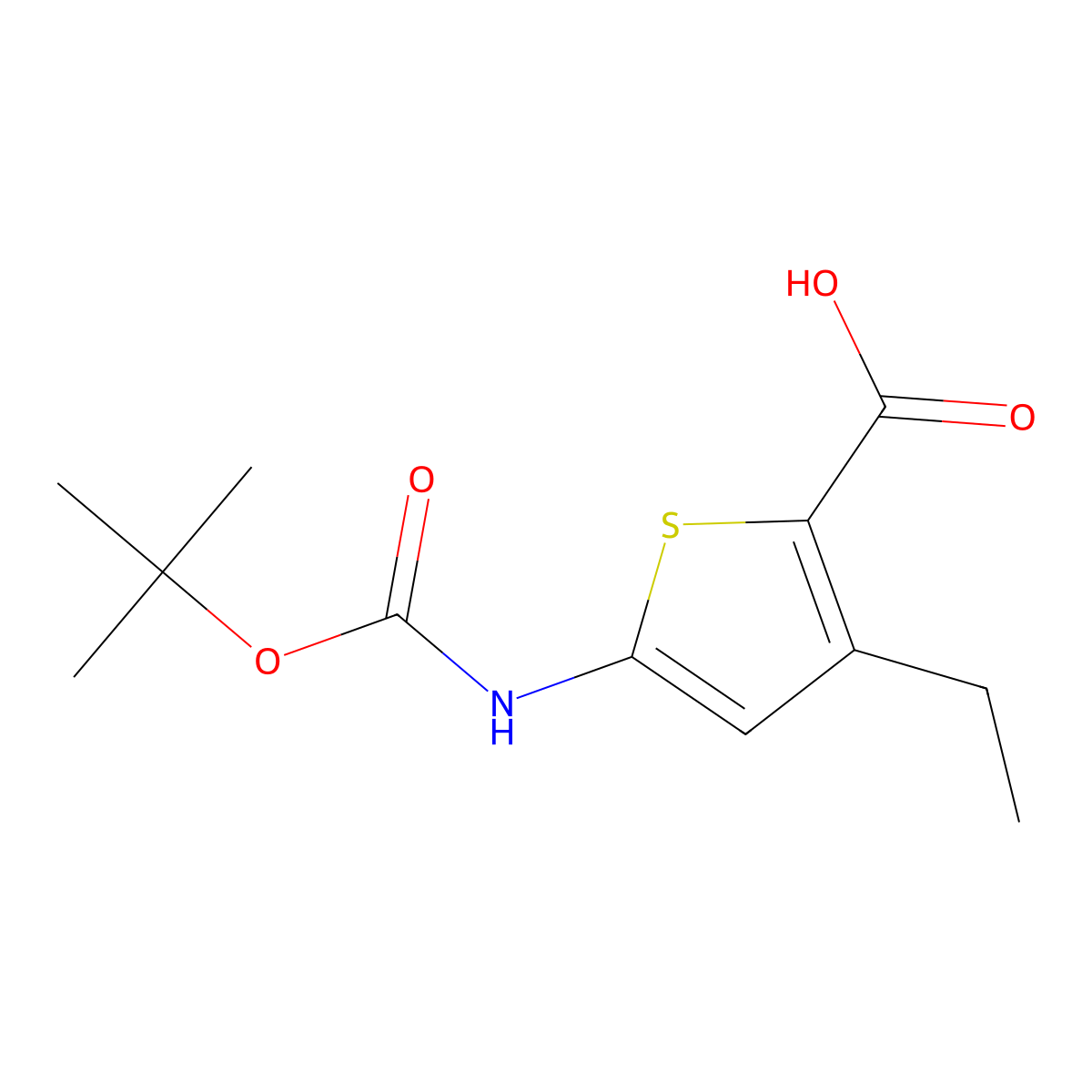 5-{[(Tert-butoxy)carbonyl]amino}-3-ethylthiophene-2-carboxylic acid molecular structure, CAS 2248343-29-3