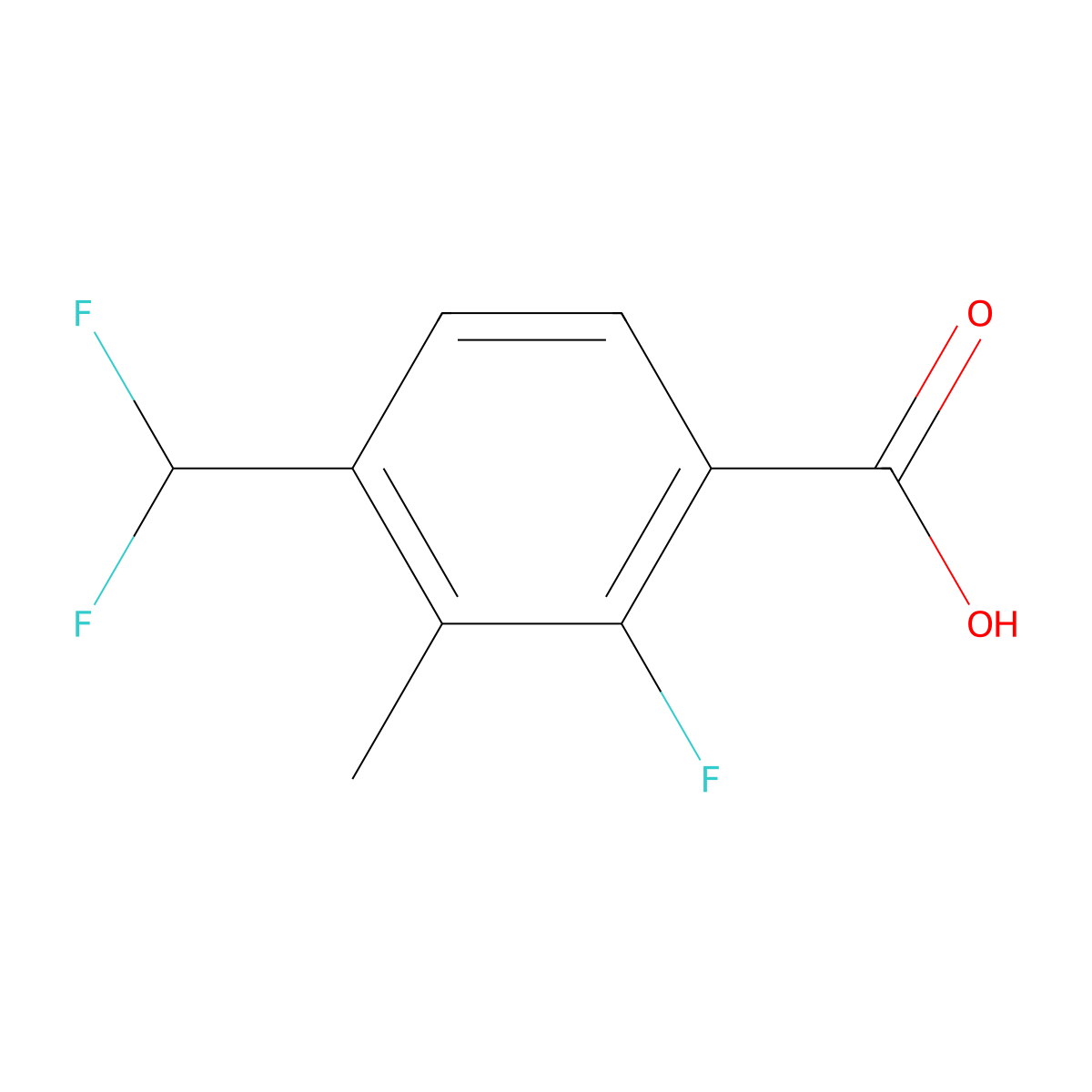 4-(Difluoromethyl)-2-fluoro-3-methylbenzoic acid molecular structure, CAS 2248343-51-1