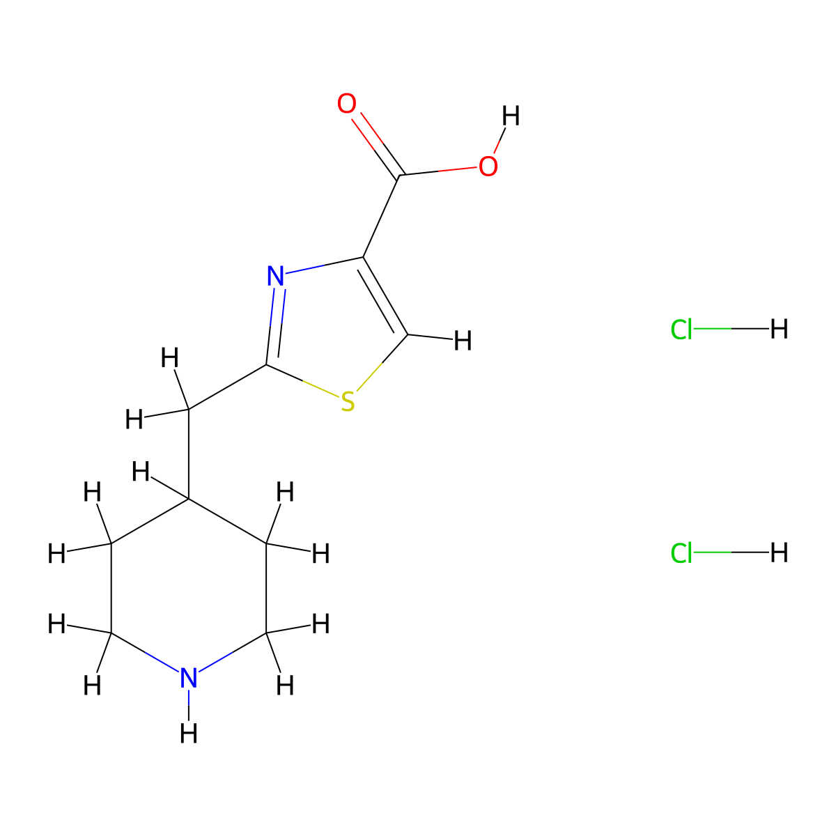 2-[(Piperidin-4-yl)methyl]-1,3-thiazole-4-carboxylic acid dihydrochloride molecular structure, CAS 2248343-83-9