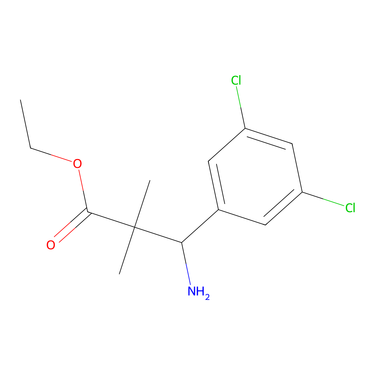 Ethyl 3-amino-3-(3,5-dichlorophenyl)-2,2-dimethylpropanoate molecular structure, CAS 2248344-21-8