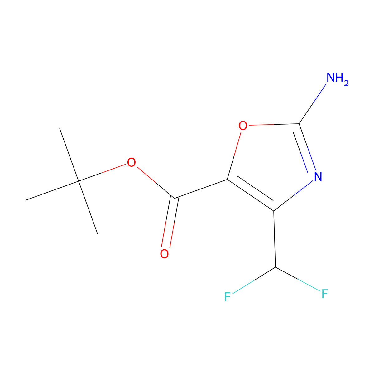 Tert-butyl 2-amino-4-(difluoromethyl)-1,3-oxazole-5-carboxylate molecular structure, CAS 2248344-25-2