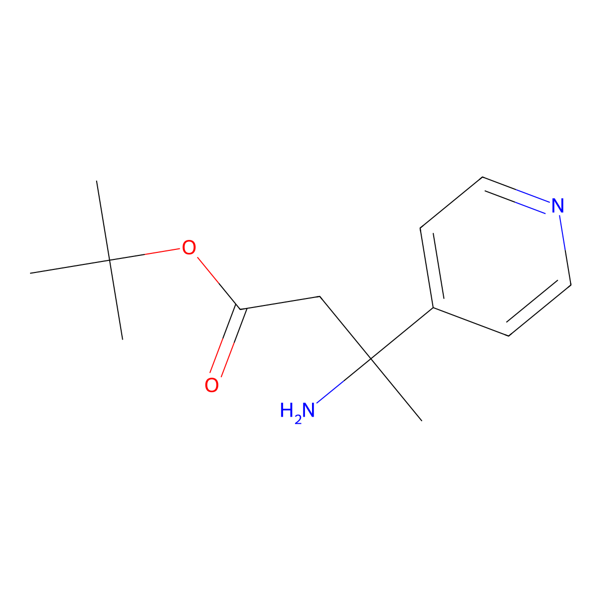 Tert-butyl 3-amino-3-(pyridin-4-yl)butanoate molecular structure, CAS 2248344-26-3