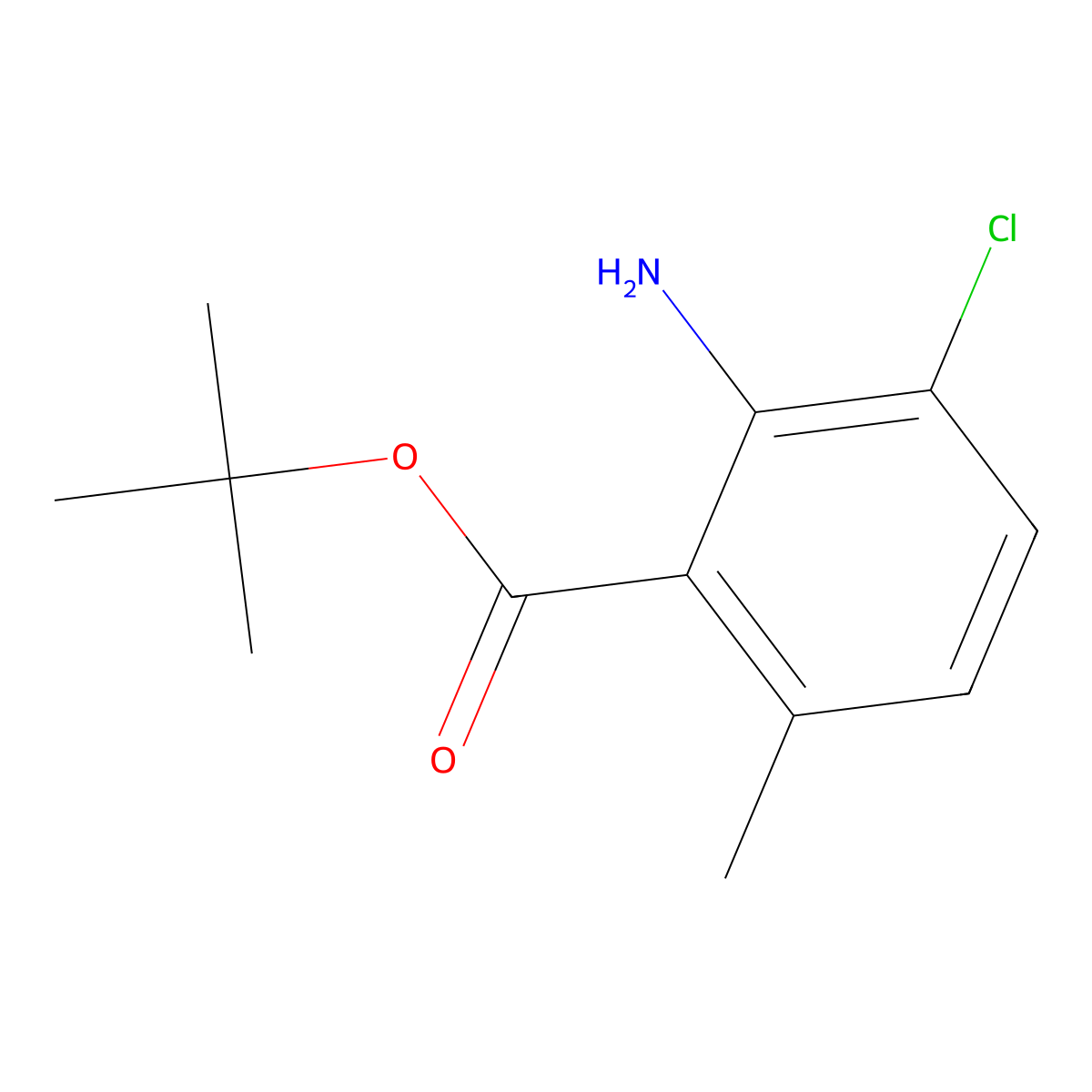 Tert-butyl 2-amino-3-chloro-6-methylbenzoate molecular structure, CAS 2248344-85-4