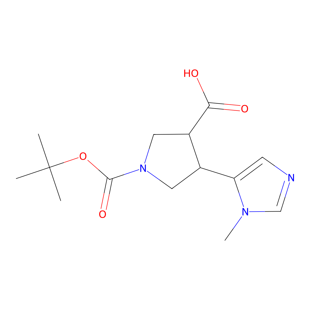 1-[(tert-butoxy)carbonyl]-4-(1-methyl-1H-imidazol-5-yl)pyrrolidine-3-carboxylic acid molecular structure, CAS 2248344-93-4