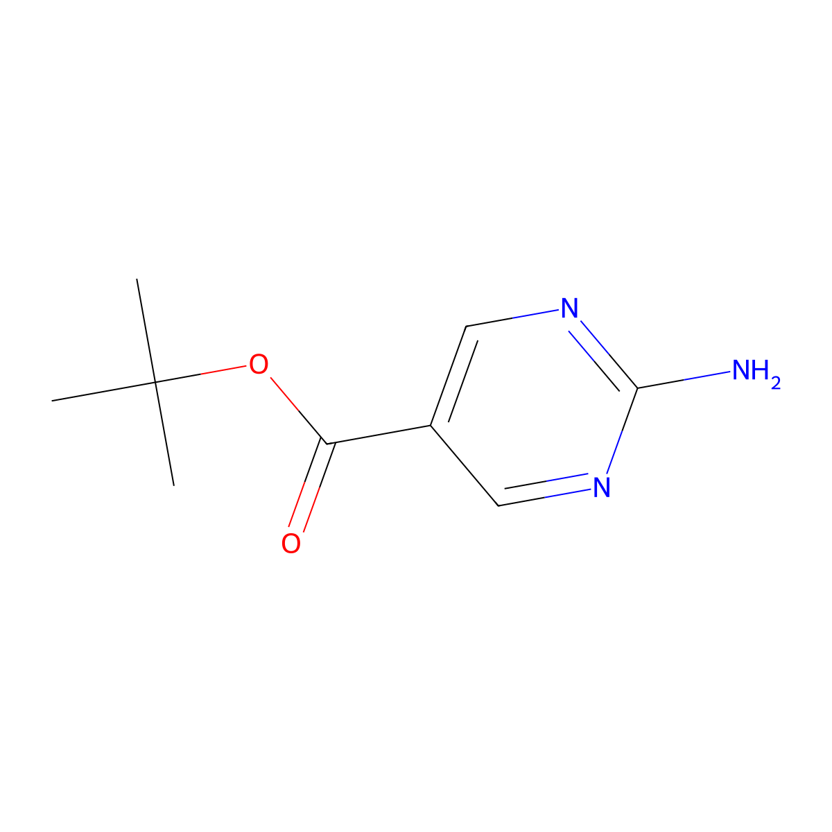 Tert-butyl 2-aminopyrimidine-5-carboxylate molecular structure, CAS 2248345-18-6