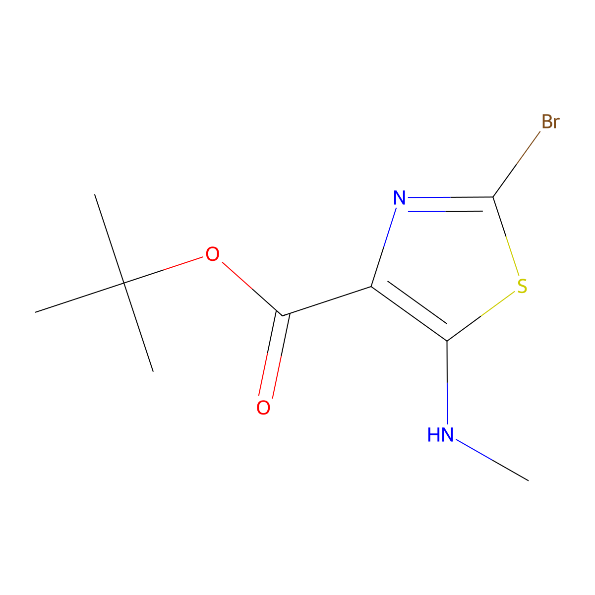 Tert-butyl 2-bromo-5-(methylamino)-1,3-thiazole-4-carboxylate molecular structure, CAS 2248345-63-1