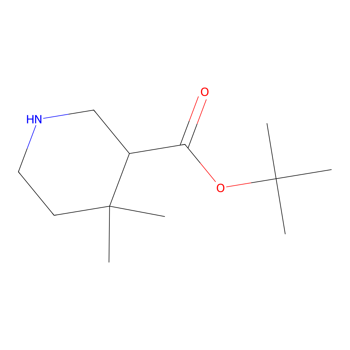 Tert-butyl 4,4-dimethylpiperidine-3-carboxylate molecular structure, CAS 2248346-27-0