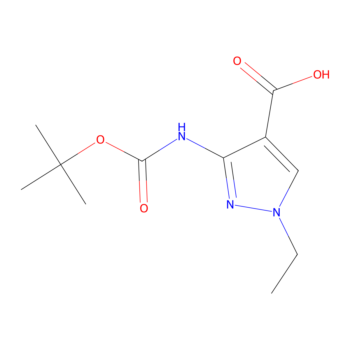 3-{[(tert-butoxy)carbonyl]amino}-1-ethyl-1H-pyrazole-4-carboxylic acid molecular structure, CAS 2248346-65-6