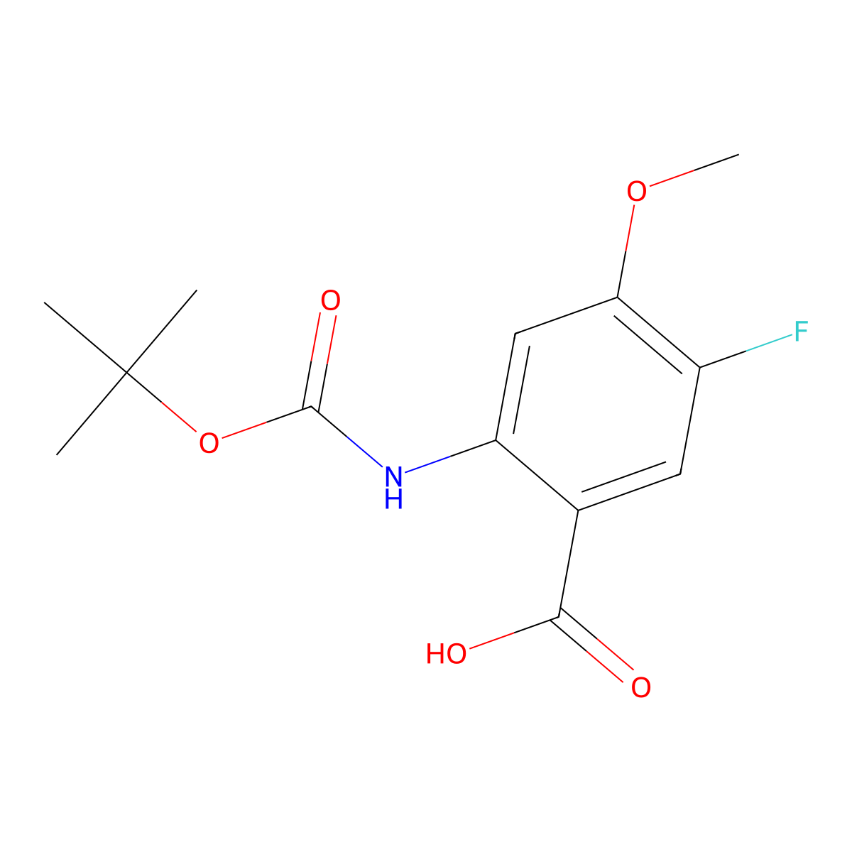 2-{[(Tert-butoxy)carbonyl]amino}-5-fluoro-4-methoxybenzoic acid molecular structure, CAS 2248346-80-5