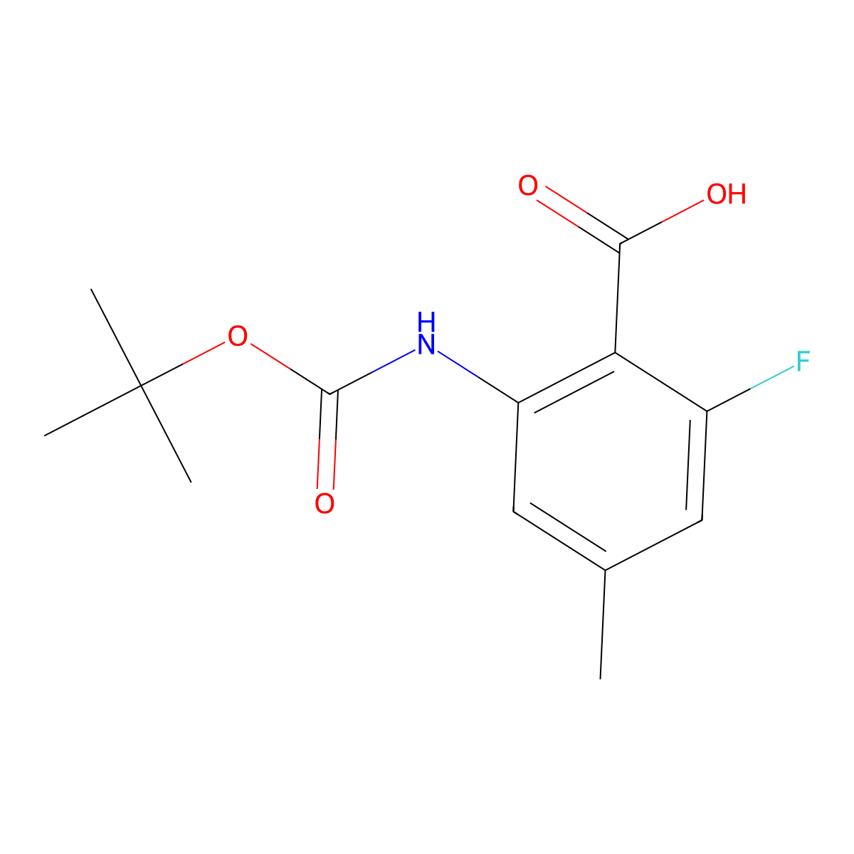 2-{[(Tert-butoxy)carbonyl]amino}-6-fluoro-4-methylbenzoic acid molecular structure, CAS 2248346-86-1