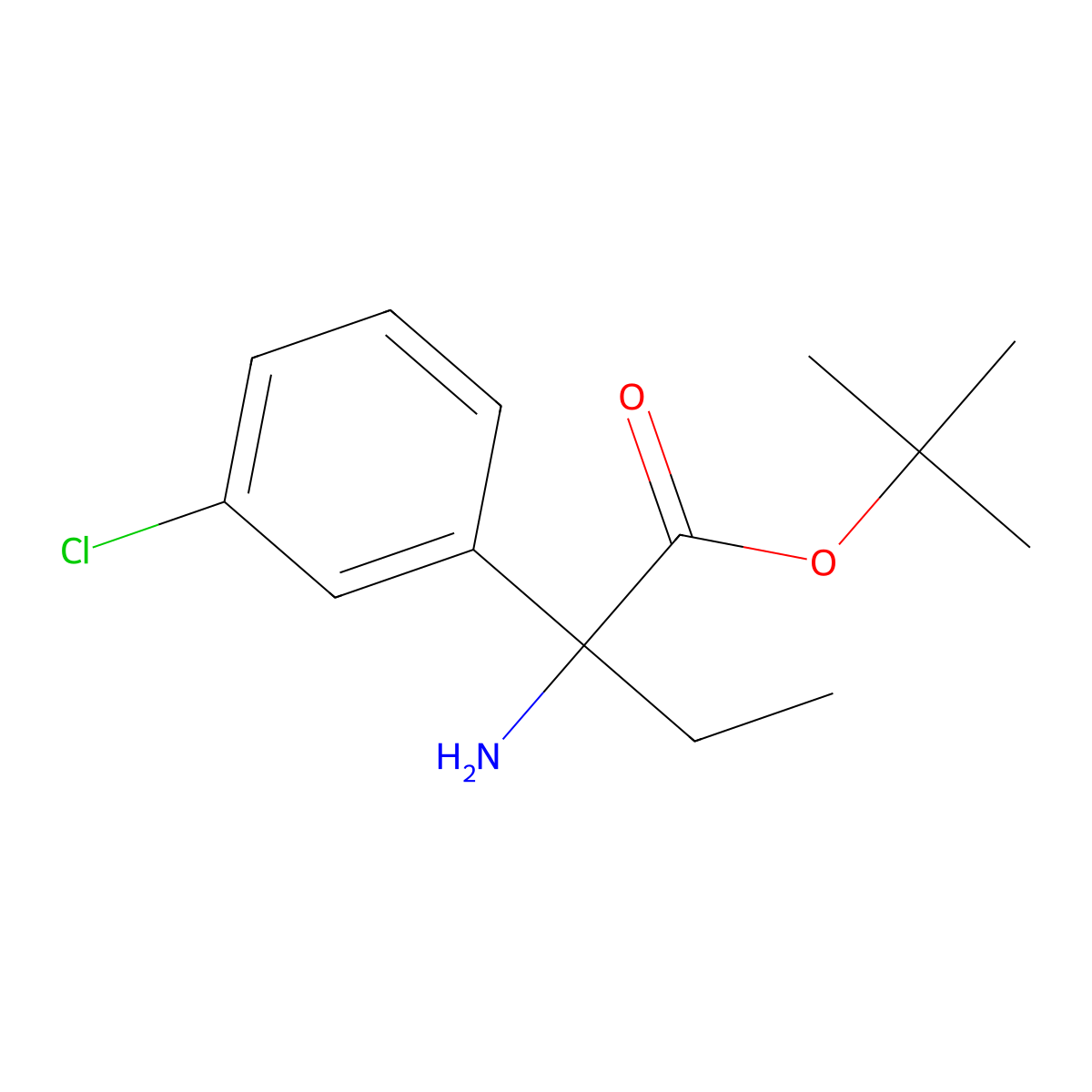 Tert-butyl 2-amino-2-(3-chlorophenyl)butanoate molecular structure, CAS 2248346-93-0