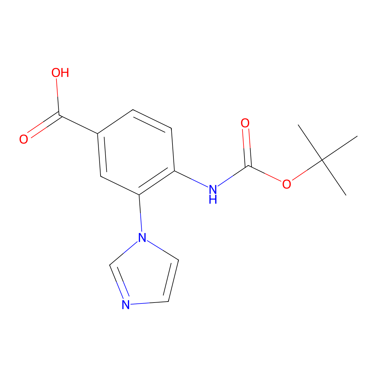 4-{[(tert-butoxy)carbonyl]amino}-3-(1H-imidazol-1-yl)benzoic acid molecular structure, CAS 2248346-95-2