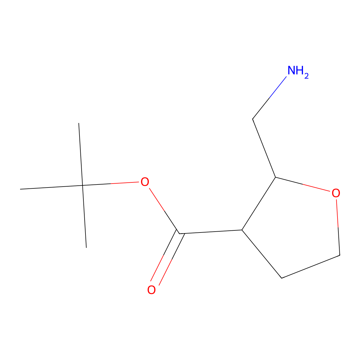 Tert-butyl 2-(aminomethyl)oxolane-3-carboxylate molecular structure, CAS 2248346-99-6