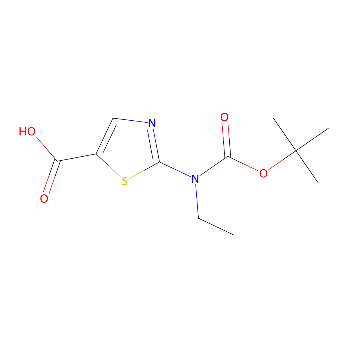 2-{[(Tert-butoxy)carbonyl](ethyl)amino}-1,3-thiazole-5-carboxylic acid molecular structure, CAS 2248347-31-9