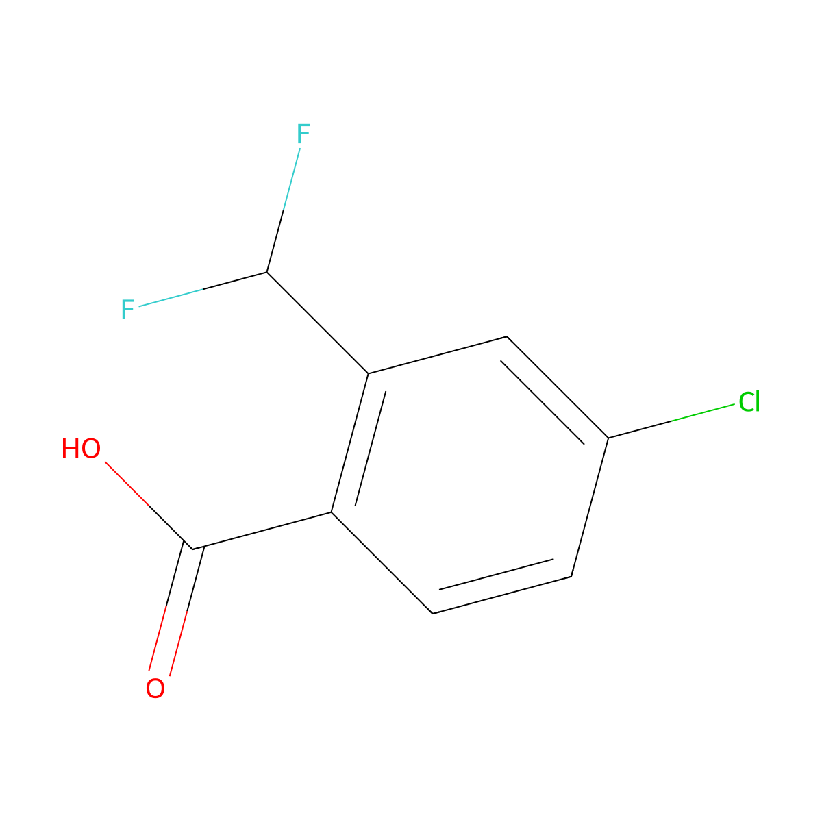 4-Chloro-2-(difluoromethyl)benzoic acid molecular structure, CAS 2248347-37-5