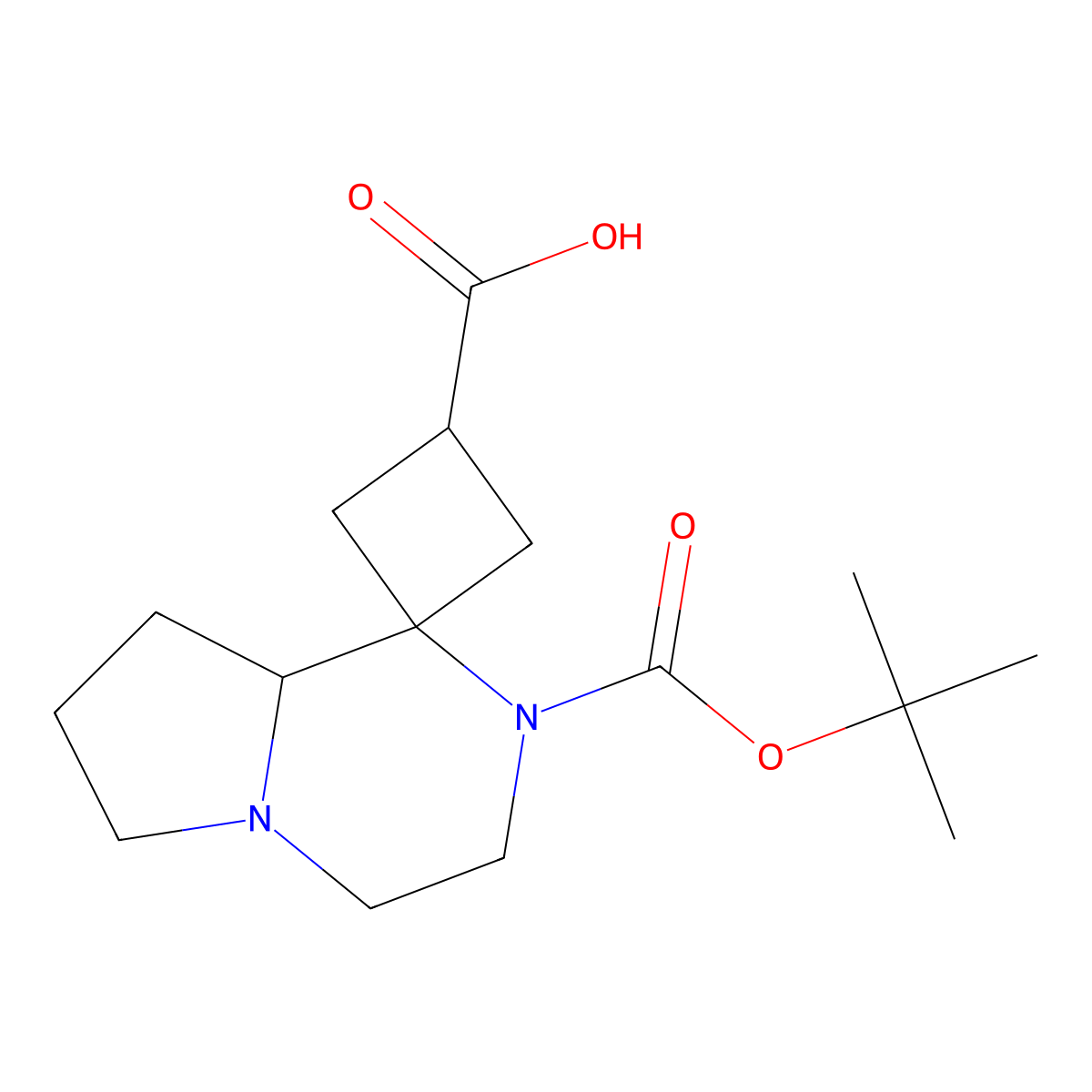 2'-[(tert-butoxy)carbonyl]-hexahydro-2'H-spiro[cyclobutane-1,1'-pyrrolo[1,2-a]pyrazine]-3-carboxylic acid molecular structure, CAS 2248347-39-7