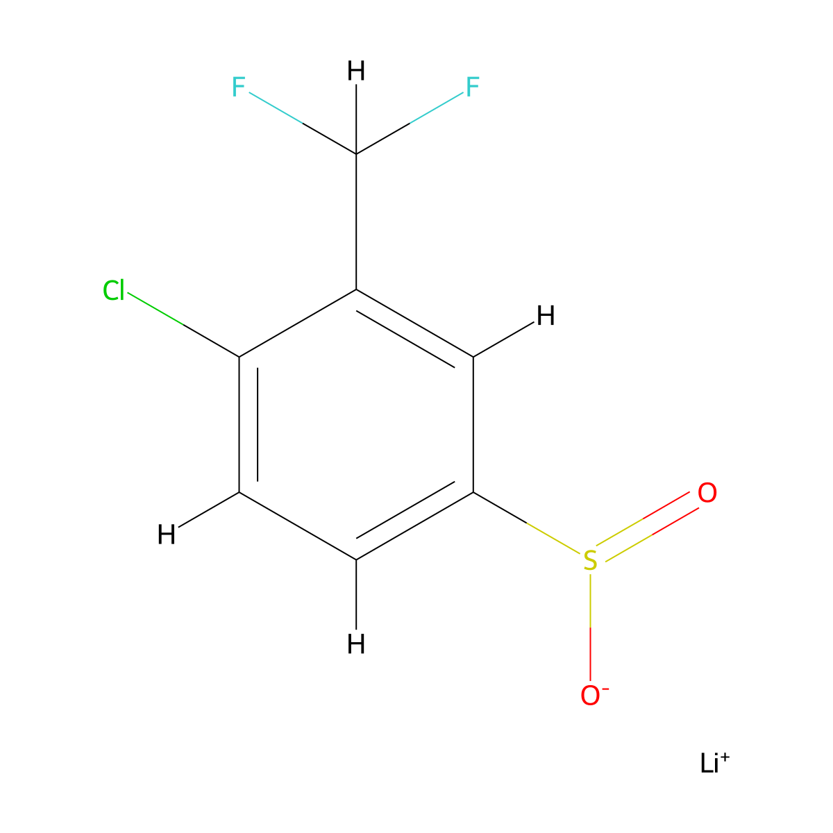Lithium(1+) 4-chloro-3-(difluoromethyl)benzene-1-sulfinate molecular structure, CAS 2248347-80-8