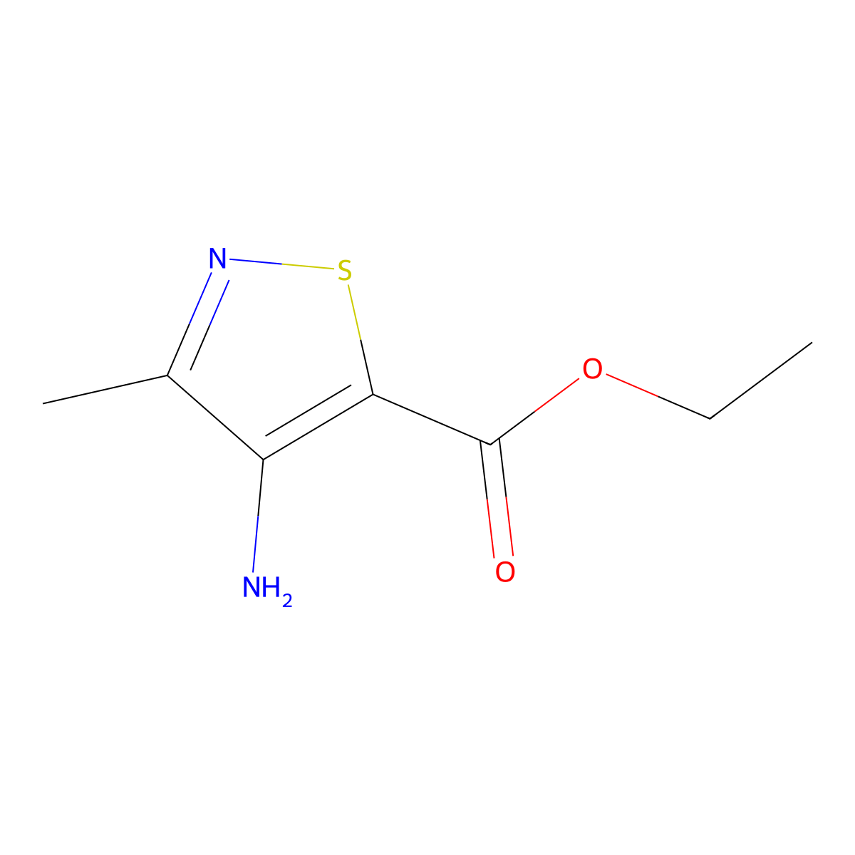Ethyl 4-amino-3-methyl-1,2-thiazole-5-carboxylate molecular structure, CAS 2248348-54-9