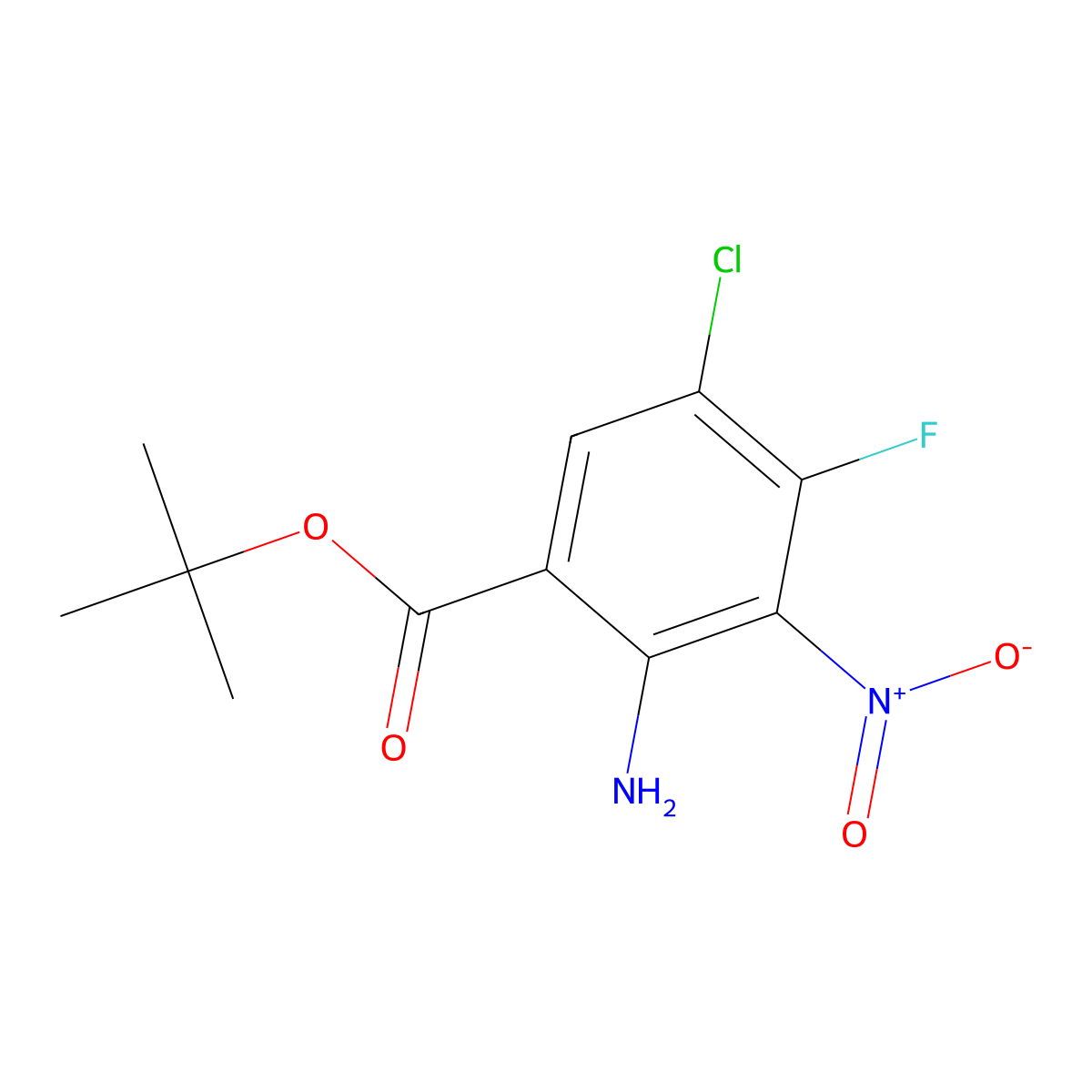 Tert-butyl 2-amino-5-chloro-4-fluoro-3-nitrobenzoate molecular structure, CAS 2248348-76-5