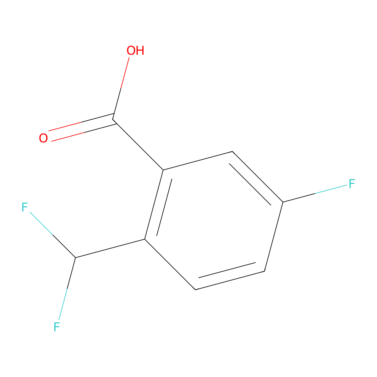 2-(Difluoromethyl)-5-fluorobenzoic acid molecular structure, CAS 2248349-16-6